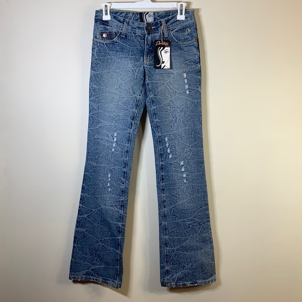 Bebina Rigid Low Rise Distressed Bootcut Jeans. Junior 3. NWT.